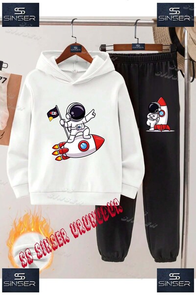 SS SİNSER Children's Unisex Printed Hoodie and Sweatpants Set with the Text: ...
