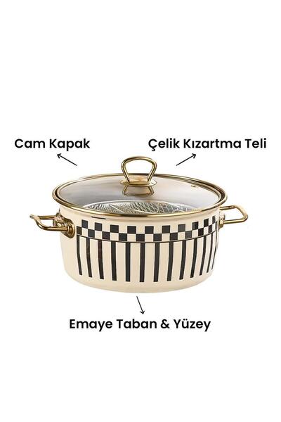 Altabi Prime Cream Enamel Frying Pan – 22 cm