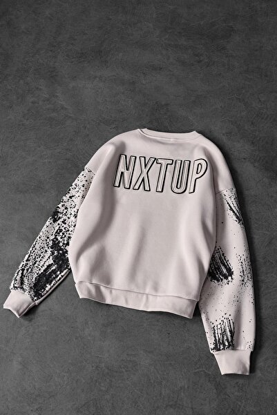 Slatra Ανδρικό μπλουζάκι με κέντημα Nxtup σε μπεζ χρώμα με λεπτομέρεια στο μανίκι