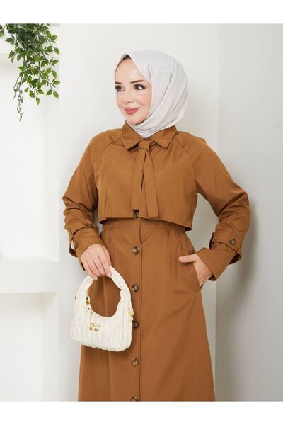 Vibeys Collection Women's Trench Coat with Tie Detail and Lining