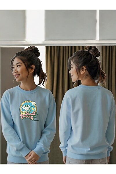 ArtYus سويت شيرت برقبة دائرية مطبوع عليه سنوبي فيلينج جروفي بأكمام طويلة للجنسين