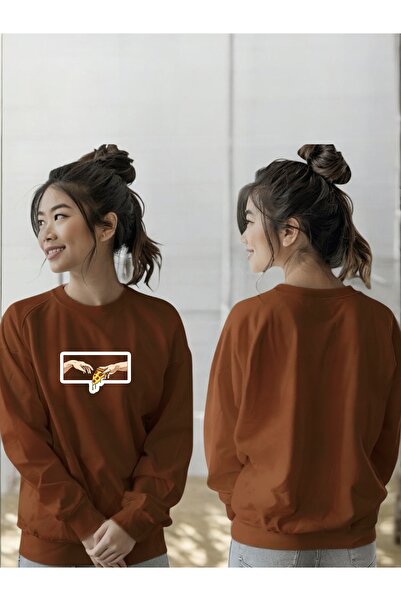 ArtYus سويت شيرت برقبة دائرية وأكمام طويلة للجنسين مطبوع عليه البيتزا