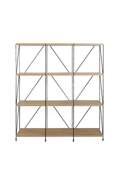 BAITY Decorative Shelves with 4 Levels Malaysian Wood, Wooden Color