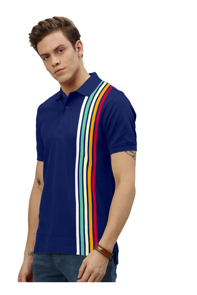LAUREN SMITH Men’s Cotton Rich Polo T-shirt in Stripes