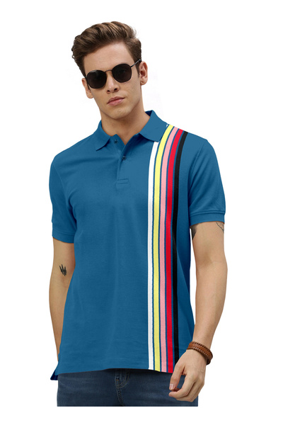 LAUREN SMITH Men’s Cotton Rich Polo T-shirt in Stripes