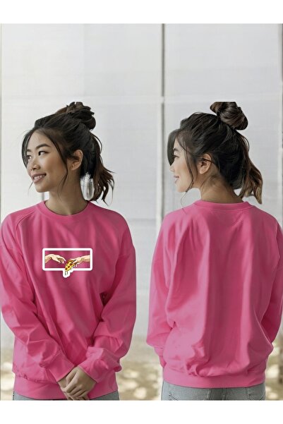 ArtYus سويت شيرت برقبة دائرية وأكمام طويلة للجنسين مطبوع عليه البيتزا