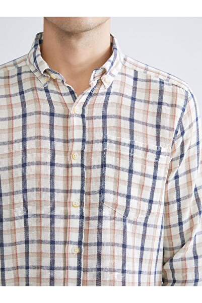 LC Waikiki LCWAIKIKI Classic Regular Fit Uzun Kollu Ekose Armürlü Erkek Gömlek