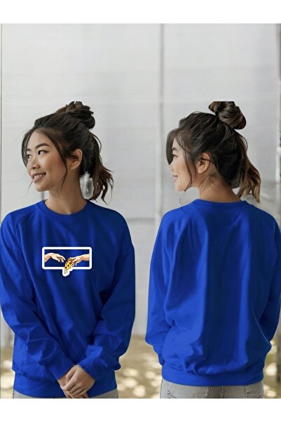 ArtYus سويت شيرت برقبة دائرية وأكمام طويلة للجنسين مطبوع عليه البيتزا