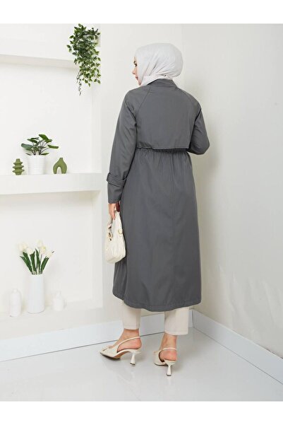 Vibeys Collection Women's Trench Coat with Tie Detail and Lining