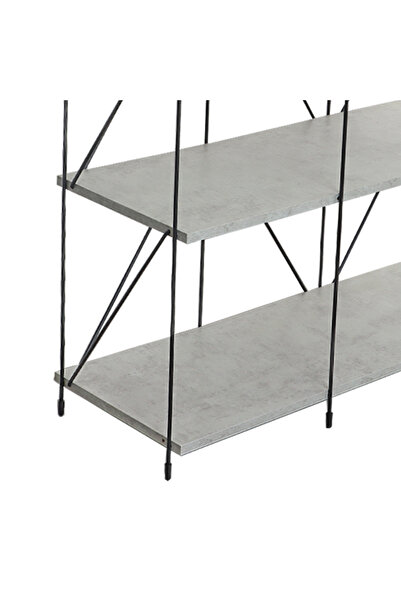 BAITY 10 Decorative Shelves, 4 Tiers, Malaysian Wood, Gray