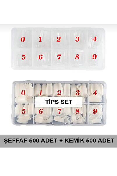 Anıl Gel Polish Protez Tırnak Tıps Set 500’lü Şeffaf + Kemik , Kolay Uygulana...