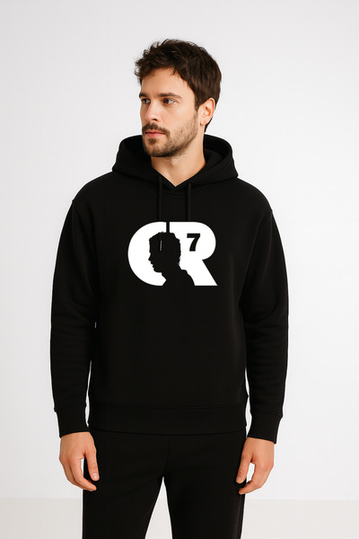 MODA Jucătorul de fotbal Ronaldo cu imprimeu Hanorac negru pentru bărbați cu ...