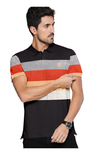 LAUREN SMITH Men’s Cotton Rich Polo T-shirt in Stripes