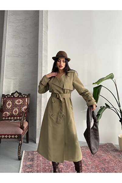 Ekim Store Tokalı Düğmeli Kruvaze Trençkot