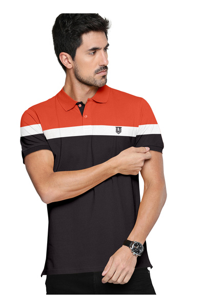 LAUREN SMITH Men’s Cotton Rich Polo T-shirt in Stripes