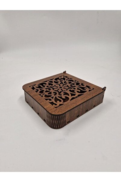 Mu Art Ahşap صندوق ديكور خشبي 12 سم × 12 سم × 3 سم رقم 3