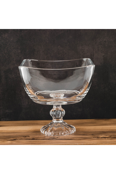 delı glassware Luxury Glass Serving Platter with Base - 23 x 22 cm