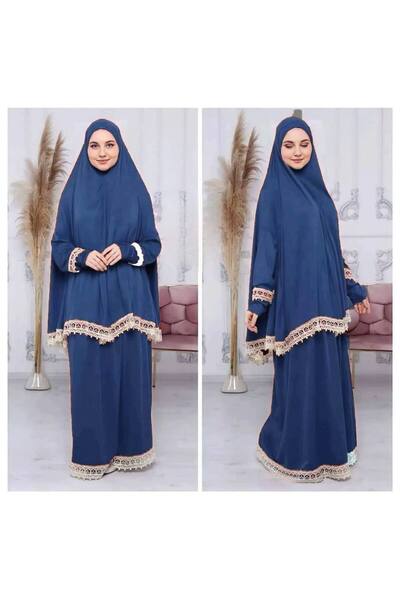ALDAİR Double Piece Women's Hijab Embroidered Prayer Dress Anti-Sweat Prayer Clothing