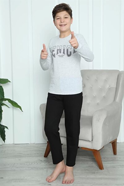 alfa expres Costum de pijama din bumbac pieptănat pentru băieți la modă, gri