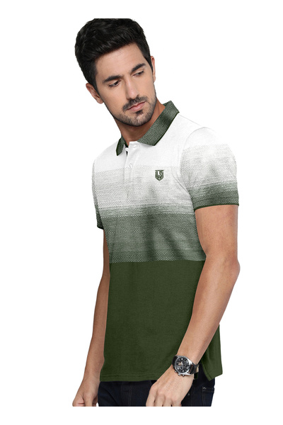 LAUREN SMITH Men’s Cotton Rich Polo T-shirt in Stripes