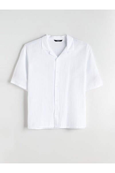 LC Waikiki Cămașă pentru bărbați din muselină cu mânecă scurtă și guler resor...