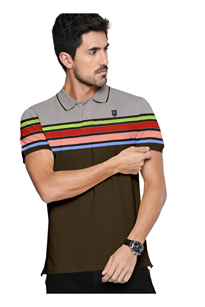 LAUREN SMITH Men’s Cotton Rich Polo T-shirt in Stripes