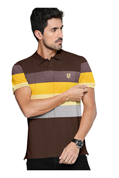 LAUREN SMITH Men’s Cotton Rich Polo T-shirt in Stripes