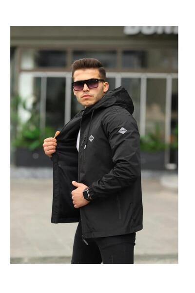 The Naz Line معطف واق من المطر للرجال مقاوم للماء مع غطاء للرأس وجيوب