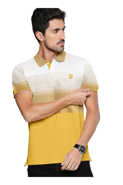 LAUREN SMITH Men’s Cotton Rich Polo T-shirt in Stripes