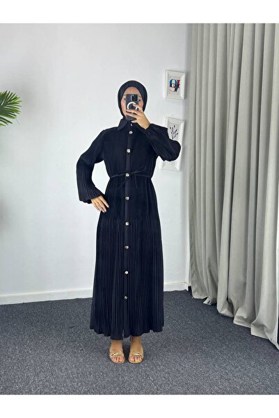 Esre Store 61555 - Rochie Hijab din țesătură Paraşută, neagră