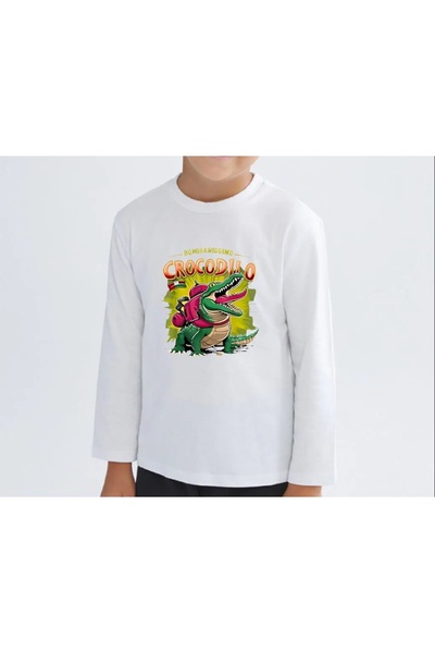 Malfini Kids Cotton T-Shirt Long Sleeve Personalized Bombardino Crocodilo