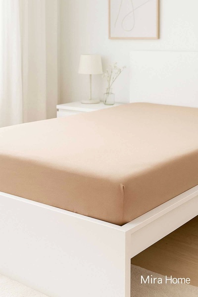 Mira Home Double Plain Combed Cotton 100% Cotton Fitted Sheet 180X200 Newshee...