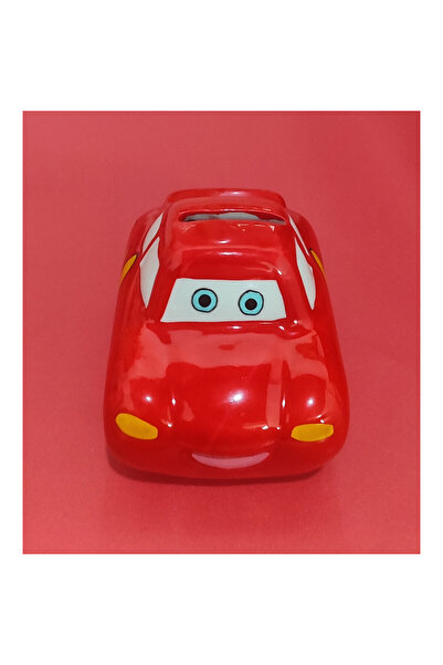 abnturk Yüksek Kalite 9x6 Cm Sevimli Mini Gülen Araba Tasarımlı Renkli Seramik Kumbara