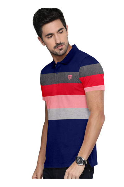 LAUREN SMITH Men’s Cotton Rich Polo T-shirt in Stripes