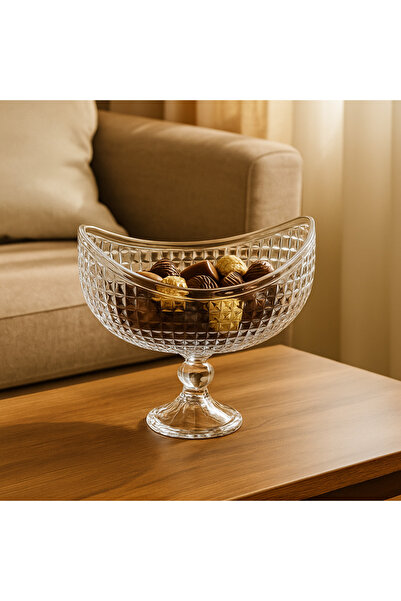 delı glassware Luxury glass serving platter with a distinctive pattern - 25.5 x 23 cm