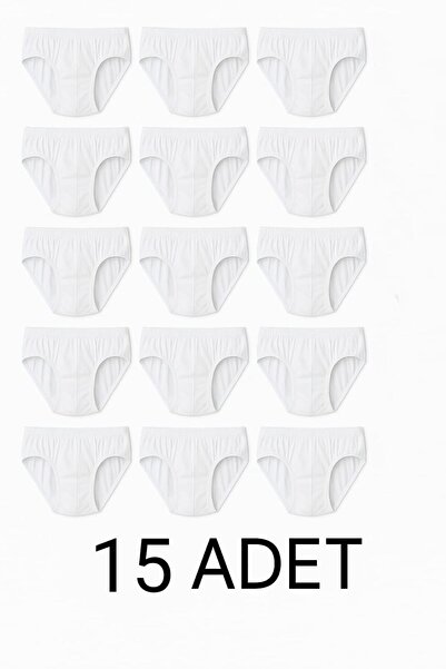 enmodaiçgiyim 15 Pieces 100% Cotton White Men's Briefs – Breathable, Comfortable Fit