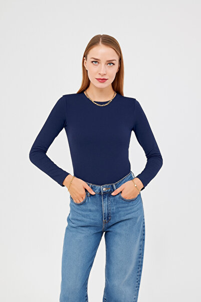 studio fashion 1988 جسم نسائي برقبة دائرية وأكمام طويلة من نسيج الفسكوز الليكرا الفاخر