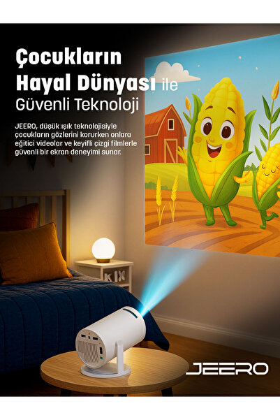 jeero Hy300pro White 1080 Pixel Multimedia Ultra Hd Android 12 Projeksiyon Cihazı Türkçe Menü