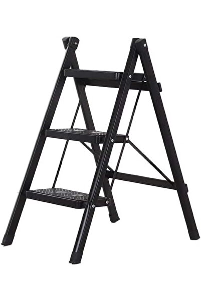 Cady One Sturdy 3-Step Folding Ladder with Non-Slip Pedal for Kitchen and Home, Indoor and Outdoor Use