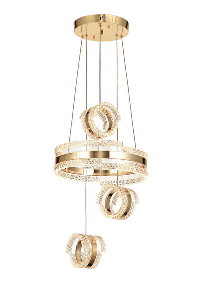 Store Savona 3 Lü Dimmer Kumandalı 3 Renk Ledli (SARI-BEYAZ-GÜN IŞIĞI) Modern Akrilik Avize -gold