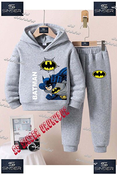 SS SİNSER Children's Unisex Hooded Tracksuit Set with Printed Logo and Text