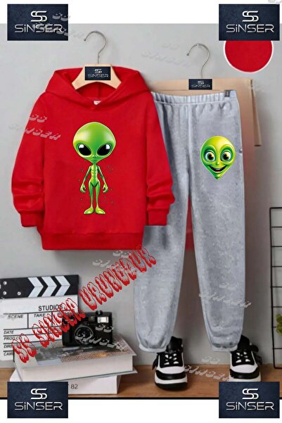 SS SİNSER Set de trening cu hanorac imprimat pentru copii, unisex, „ALIEN GRE...