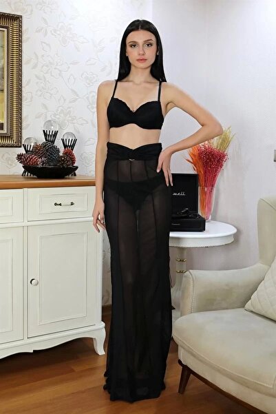 Akbeniz Модний жіночий бюстгальтер-страплз з мереживними деталями, чорний