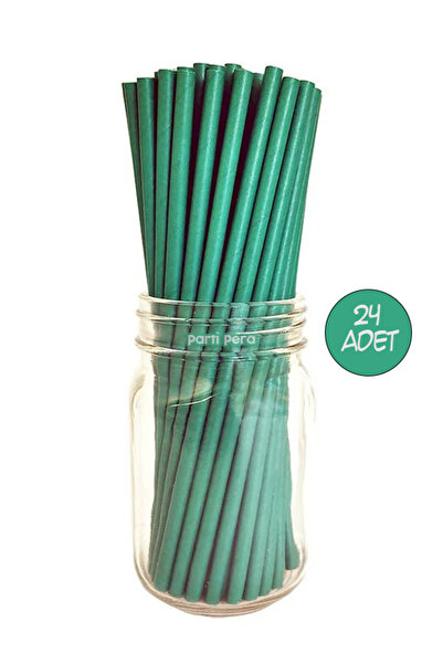 parti pera Yeşil Düz Renk Kağıt Pipet 24 Adet