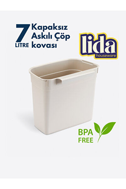 Lida Houseware 7 Liter Hanging Trash Can Without Lid - Fits All Kitchen Cabinets Bpa-Free Trash Can 7L