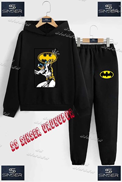 SS SİNSER Παιδικό Unisex Σετ Φούτερ με Κουκούλα και Στάμπα "BATMAN IN THE SQU...