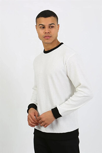 alfa expres Clothing Men's Long Sleeve Cuffed Leg Combed Cotton Pajama Set White