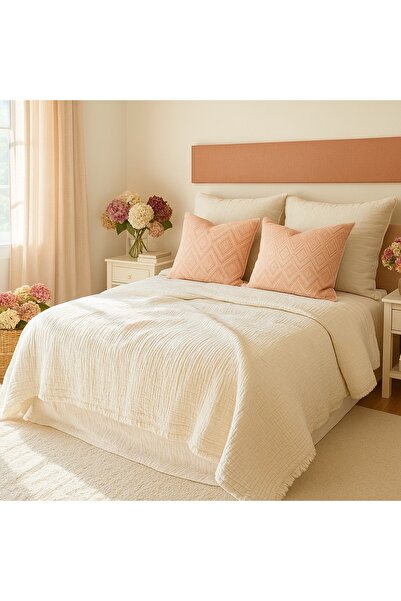 Tasarım Hb&Victory Muslin Ivory Natural Color 6 Layer Quilt Single Size 170X260 Cm.
