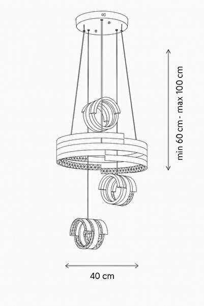 Store Savona 3 Lü Dimmer Kumandalı 3 Renk Ledli (SARI-BEYAZ-GÜN IŞIĞI) Modern Akrilik Avize -gold