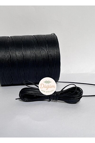 Düğüm Hobi Atölyesi 1.6 mm Siyah Renk 5 metre Saraç Mumlu İp Bileklik Halhal ...